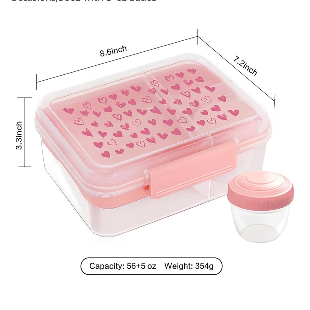 Pink Heart Patterned Storage Container with Lid